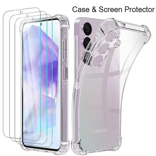 Case with Glass for Samsung A56 A36 A15 A55 A54 A14 A34 A35 A52 Silicone Cover for Samsung Galaxy A55 shockproof Case